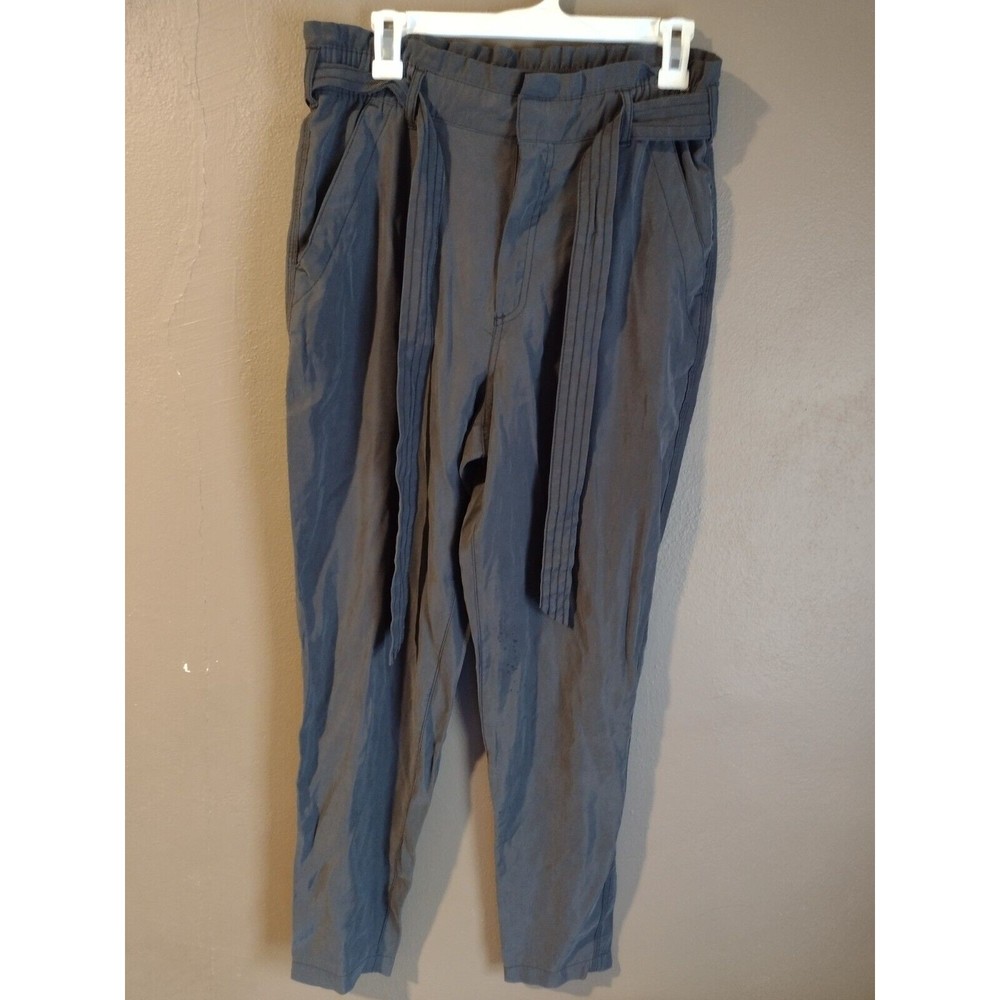 Old Navy Women’s M Medium Tall High-Waisted Belted Soft Panther Ankle Pants Gray